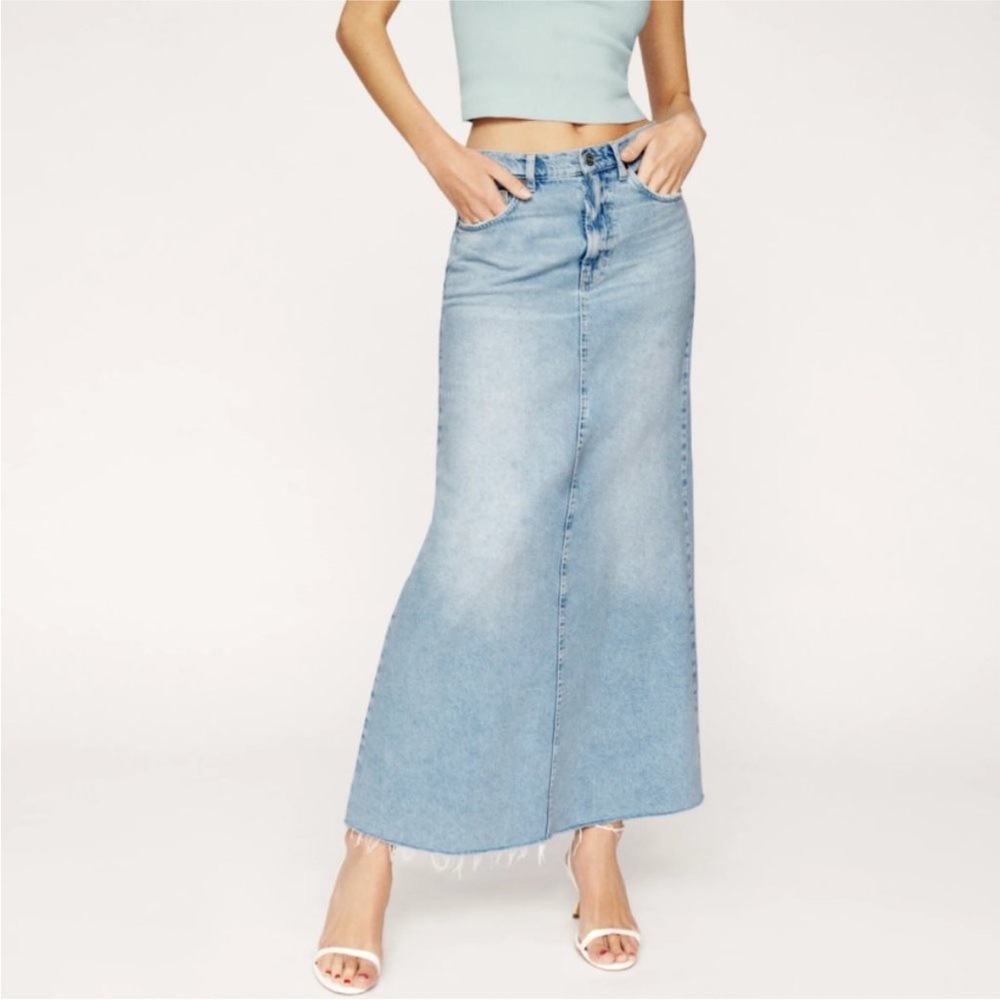 Reformation Light Blue Jean Skirt